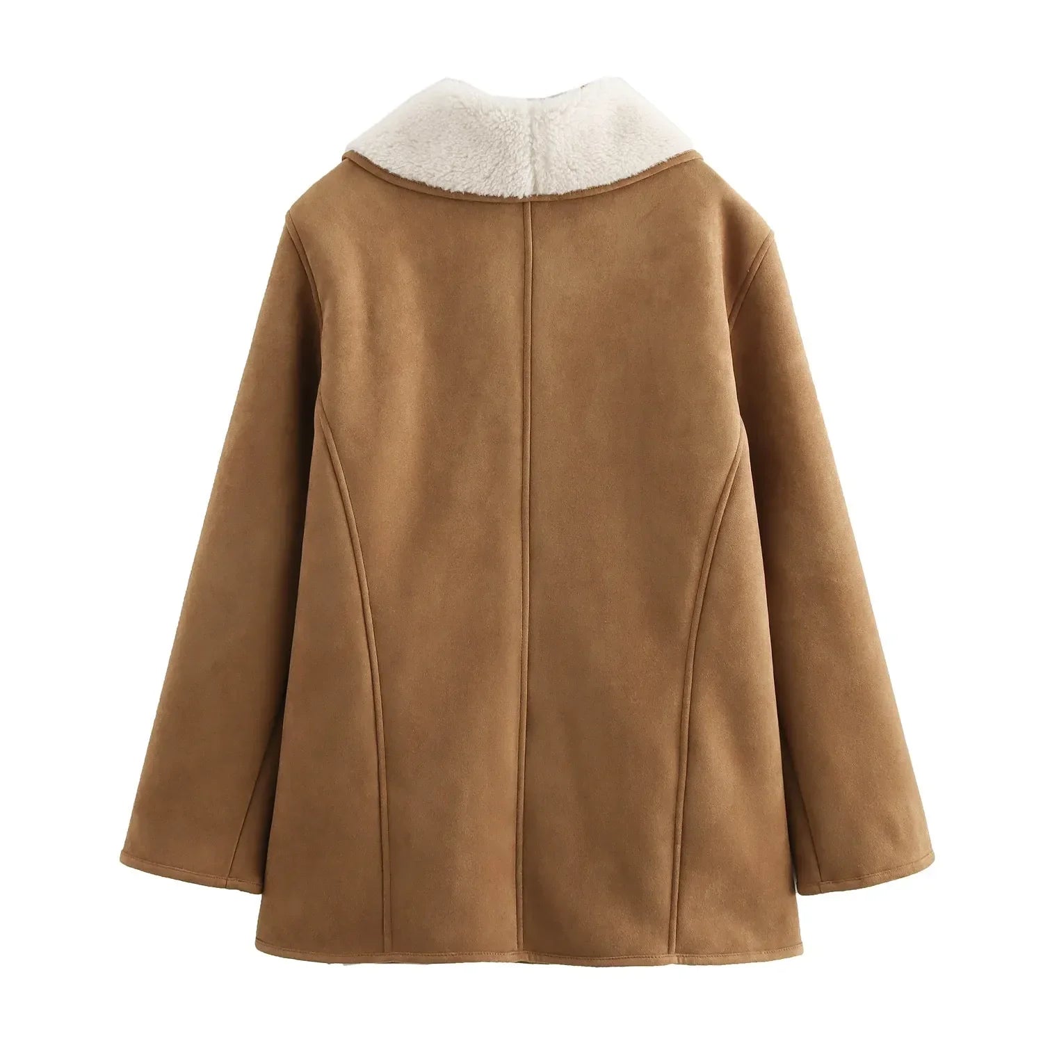 Brown coat with soft collar and buttons