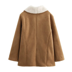 Brown coat with soft collar and buttons