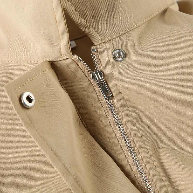 Kaki kort jacka med polokrage