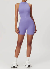 High-Neck Zip Playsuit with Short Legs