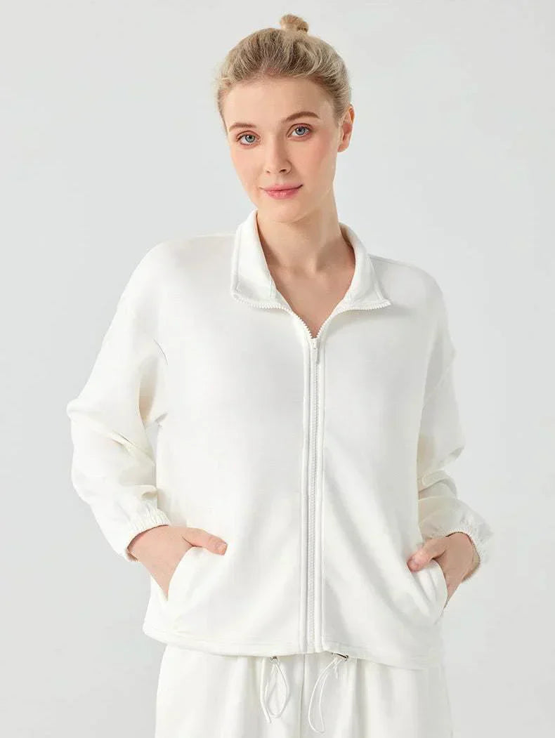 Jacket with zipper and stand-up collar