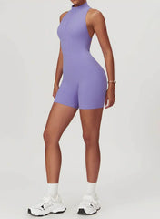 High-Neck Zip Playsuit with Short Legs