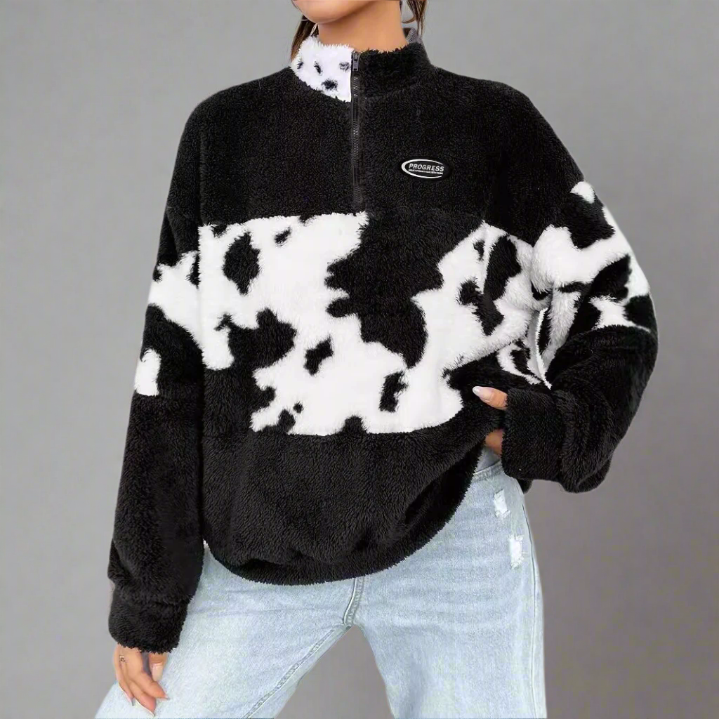 Svart fleece sweatshirt med lös passform