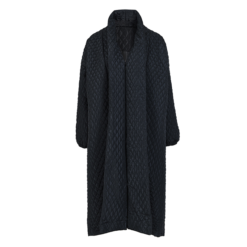 Knälång bomullsjacka med clipsad knapp