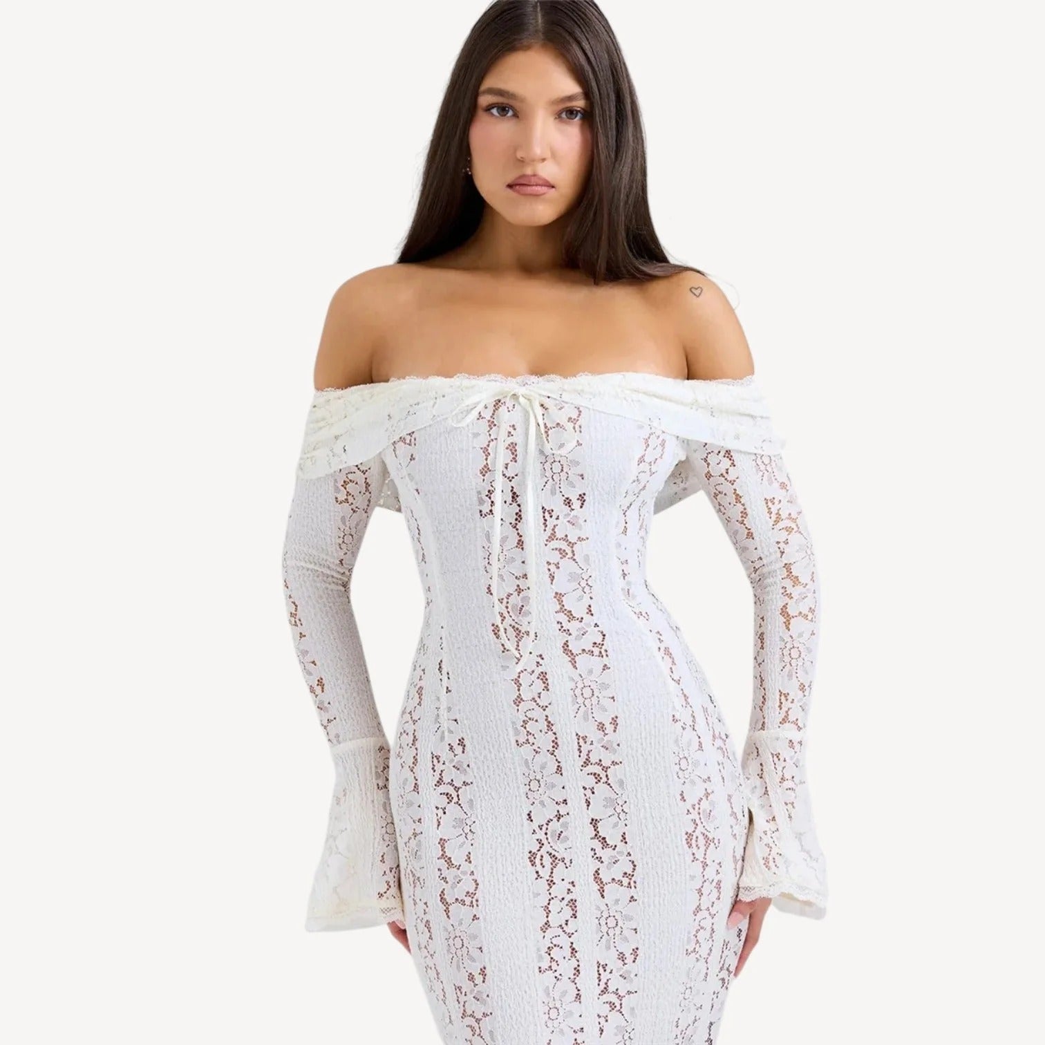 White floral lace mini dress