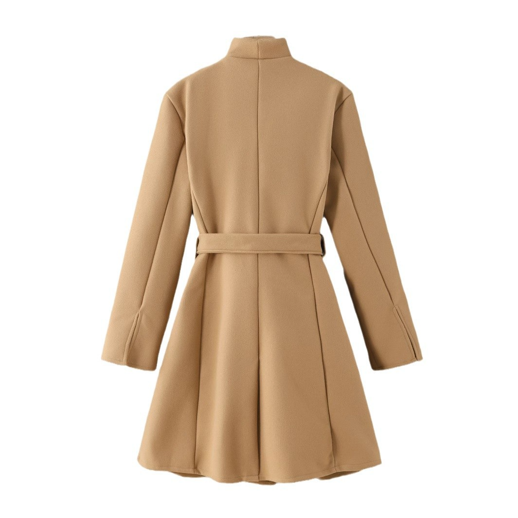 Beije jacka med knytband och uppknäppning