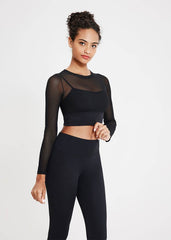 Long sleeve mesh crop top