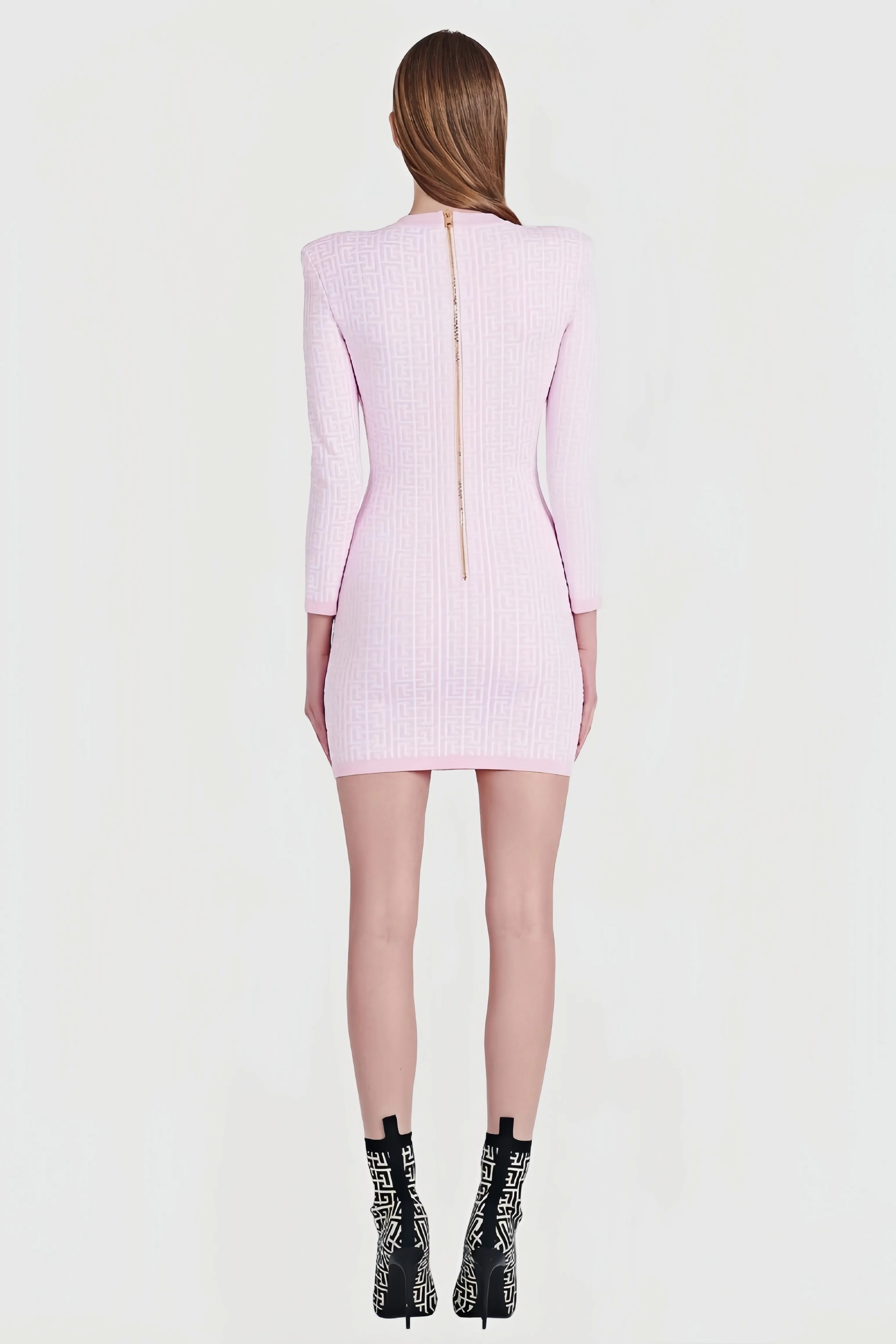 Light pink bodycon dress with graphic pattern