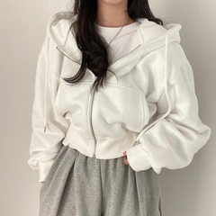 Clasic bekväm hoodie med dragkedja