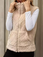 Quilted puffer vest with stand-up collar