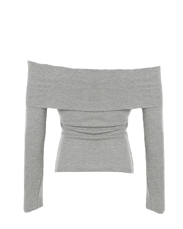 Light Gray off-shoulder top with folded edge