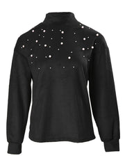 Turtleneck-tröja med pärlor