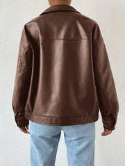 Zip jacket with shirt collar and straight hem
