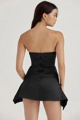 Strapless draped mini dress