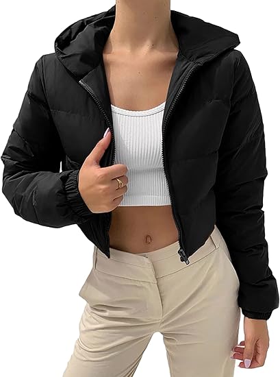 Kort jacka med huva och dragkedja