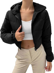 Kort jacka med huva och dragkedja