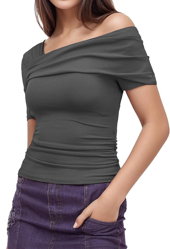 Off-the-shoulder asymmetrical top