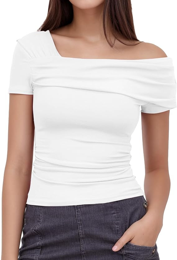 Off-the-shoulder asymmetrical top