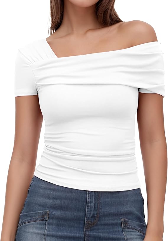 Off-the-shoulder asymmetrical top