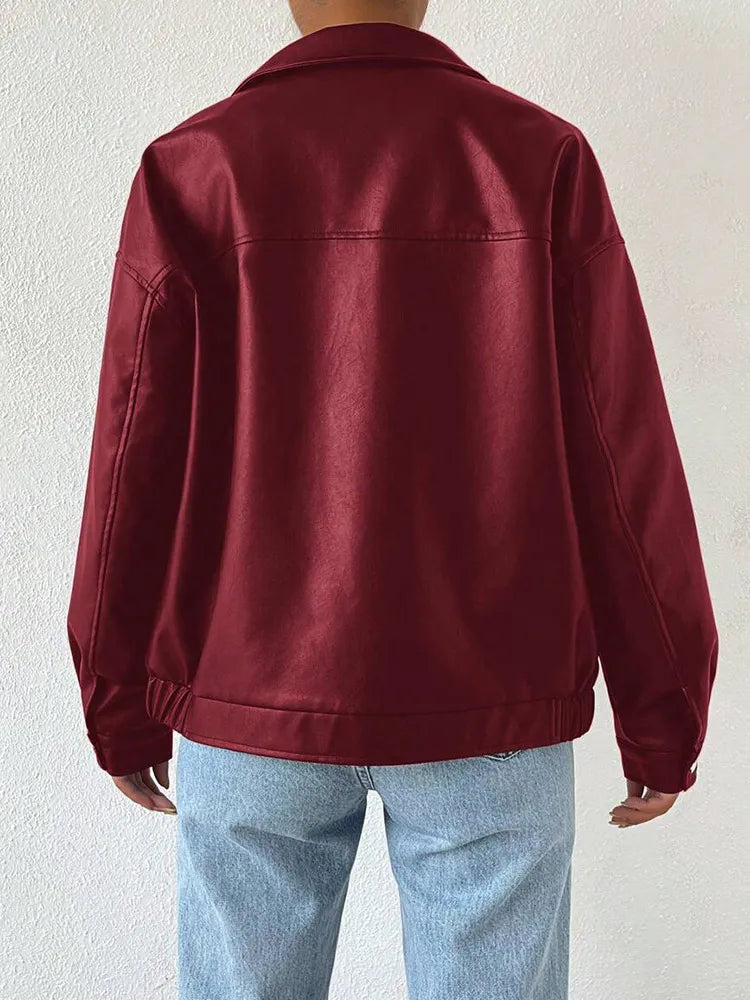 Zip jacket with shirt collar and straight hem