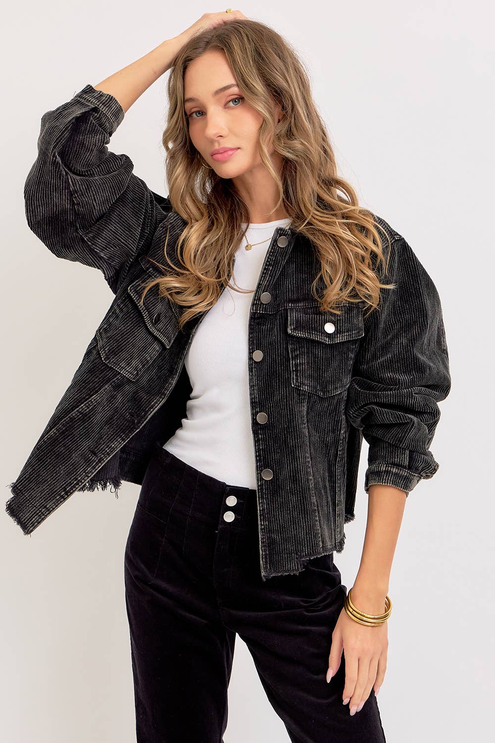 Black short jacket with buttons