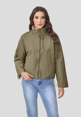 Short puffer jacket with high collar and soft lining