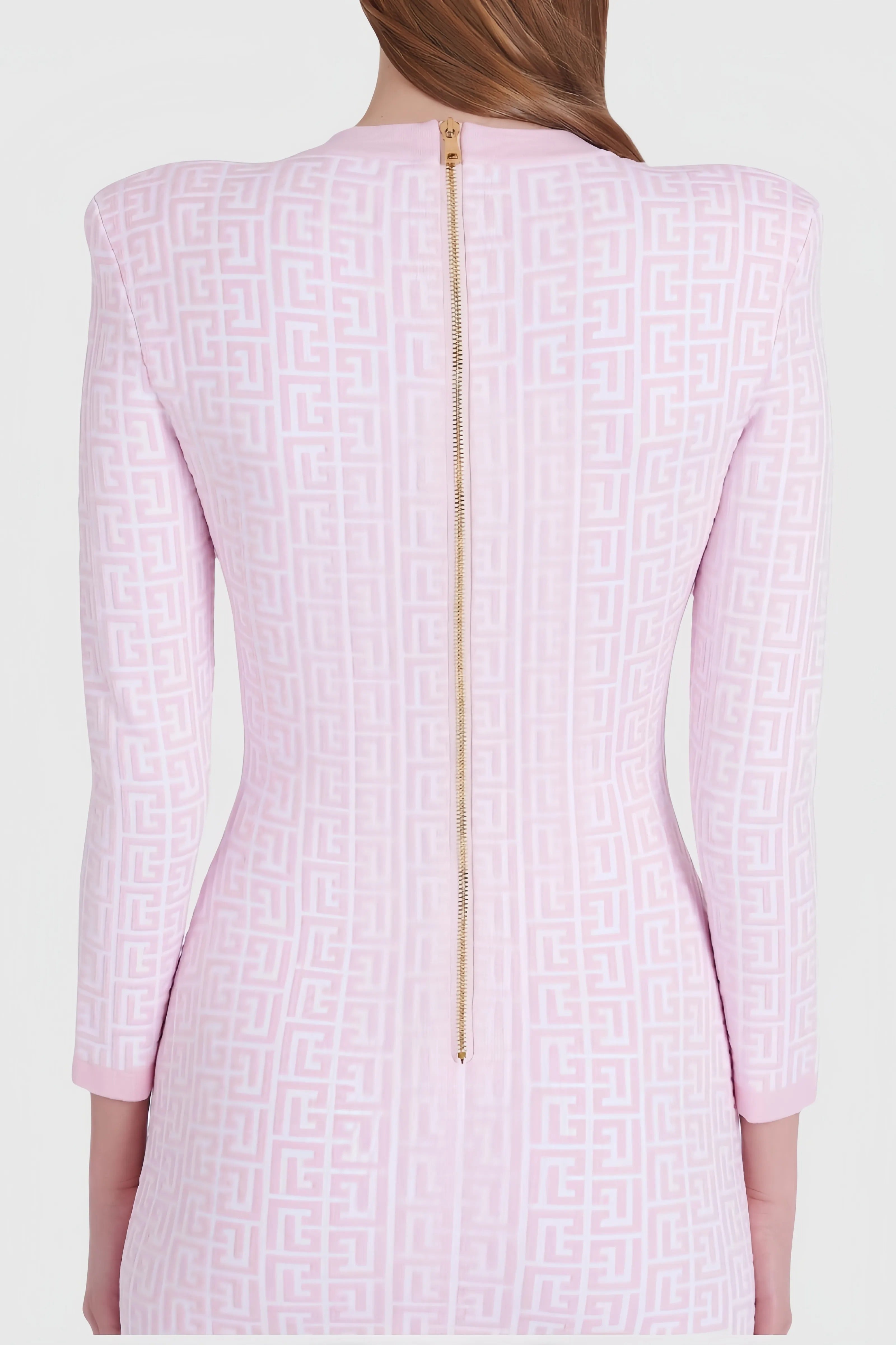 Light pink bodycon dress with graphic pattern