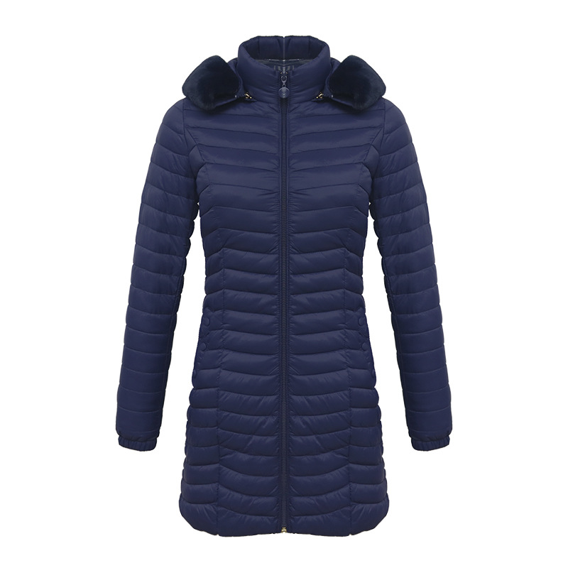 Lång jacka liniar quiltad bomull