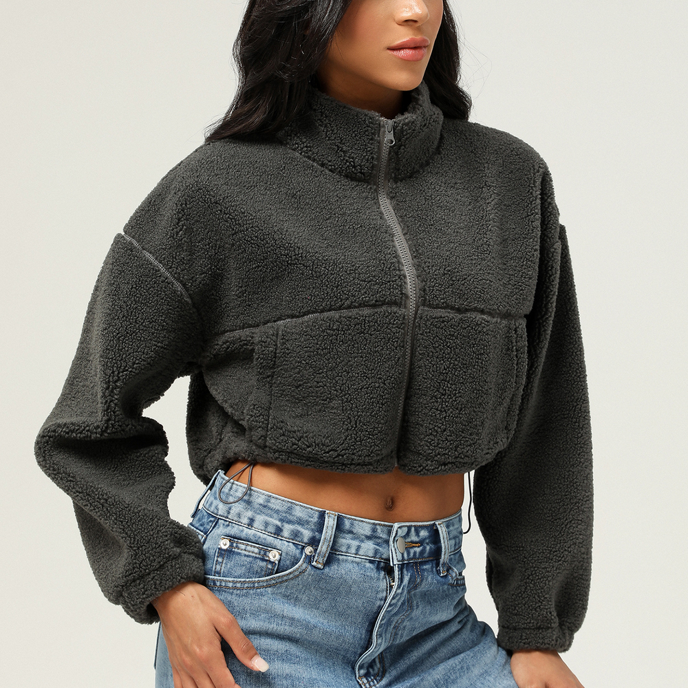 Tjock fleecetoppjacka i plysch