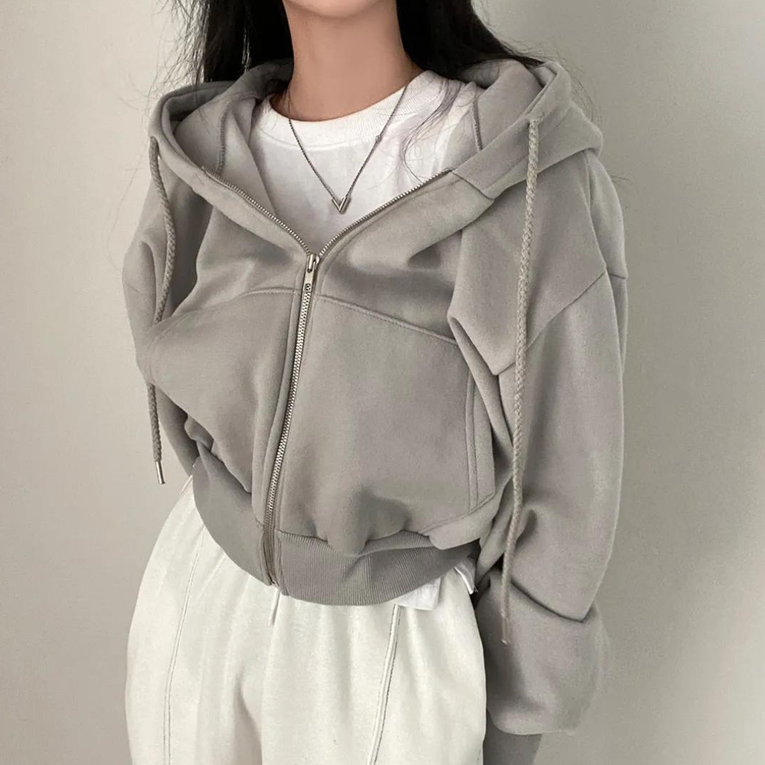 Clasic bekväm hoodie med dragkedja