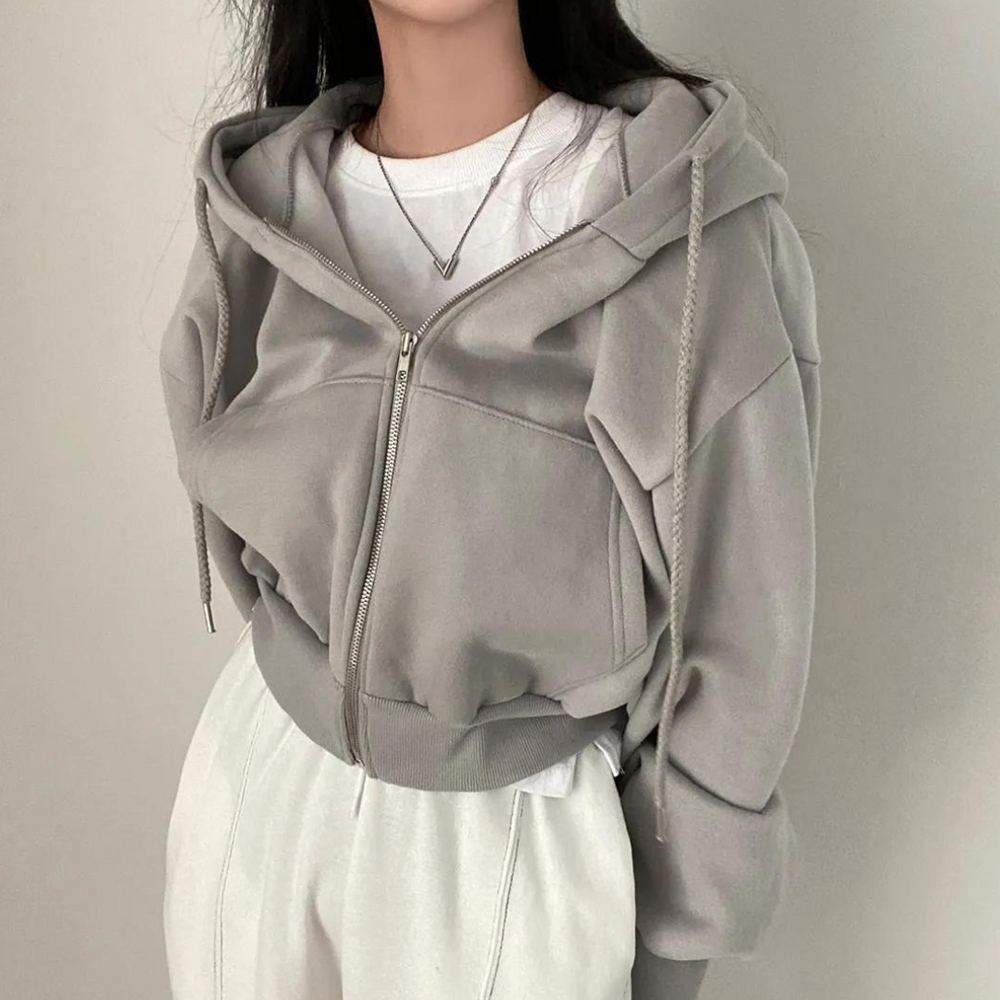 Clasic bekväm hoodie med dragkedja