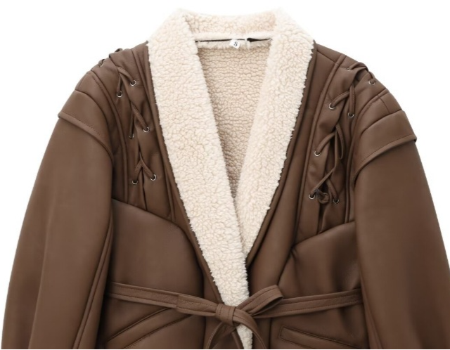 Brun pälsjacka i retrostil