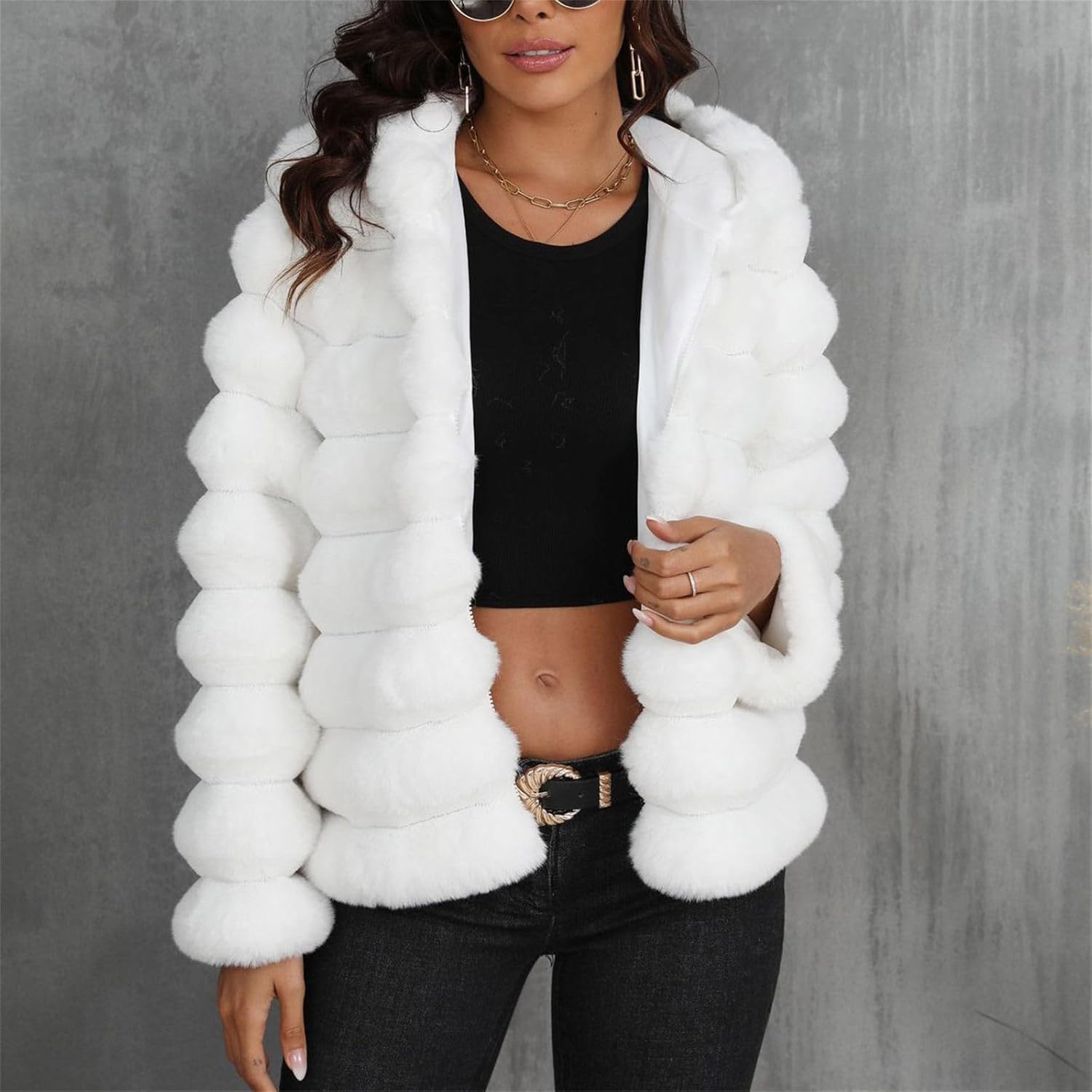 Randig mjuk jacka med huva