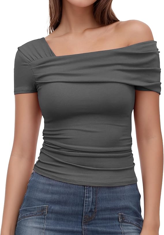 Off-the-shoulder asymmetrical top