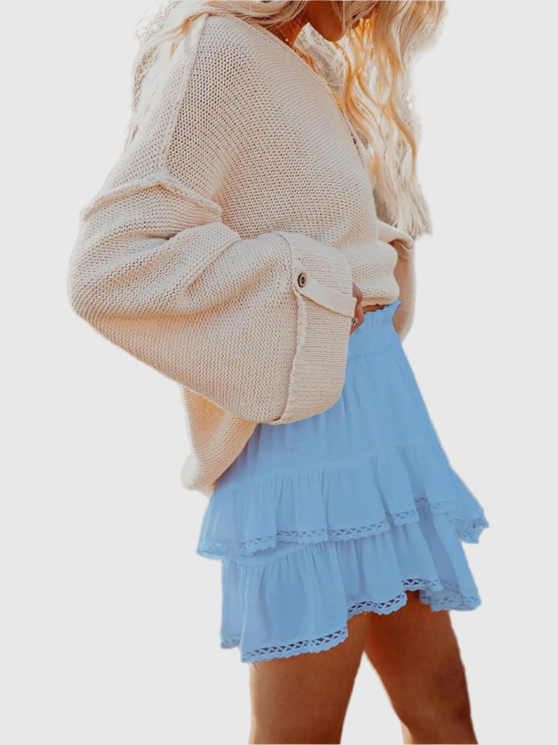 Ruffled layered mini skirt