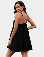 Flared mini dress with tie