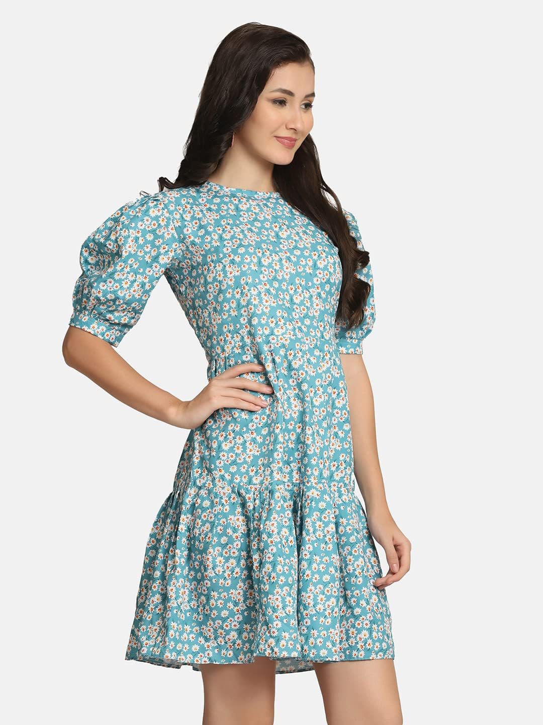 Floral pattern babydoll dress