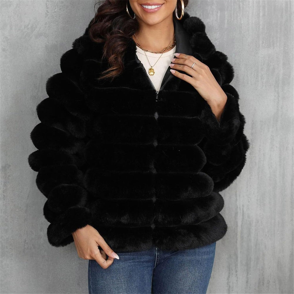 Randig mjuk jacka med huva