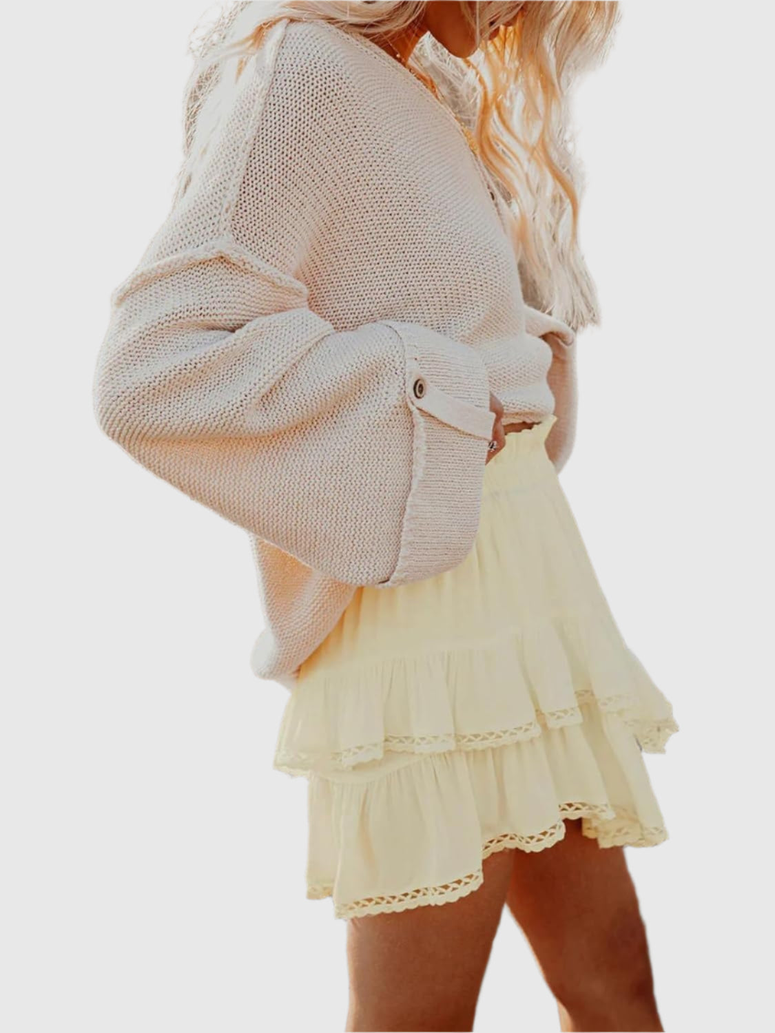 Ruffled layered mini skirt