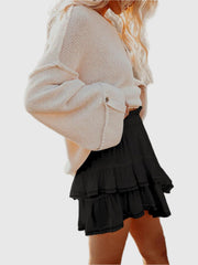 Ruffled layered mini skirt