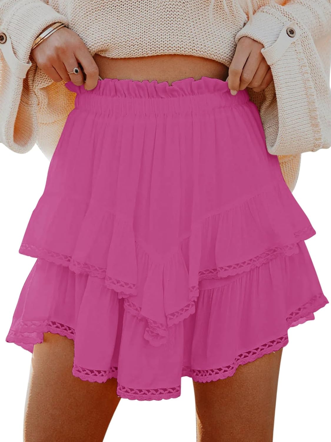 Ruffled layered mini skirt