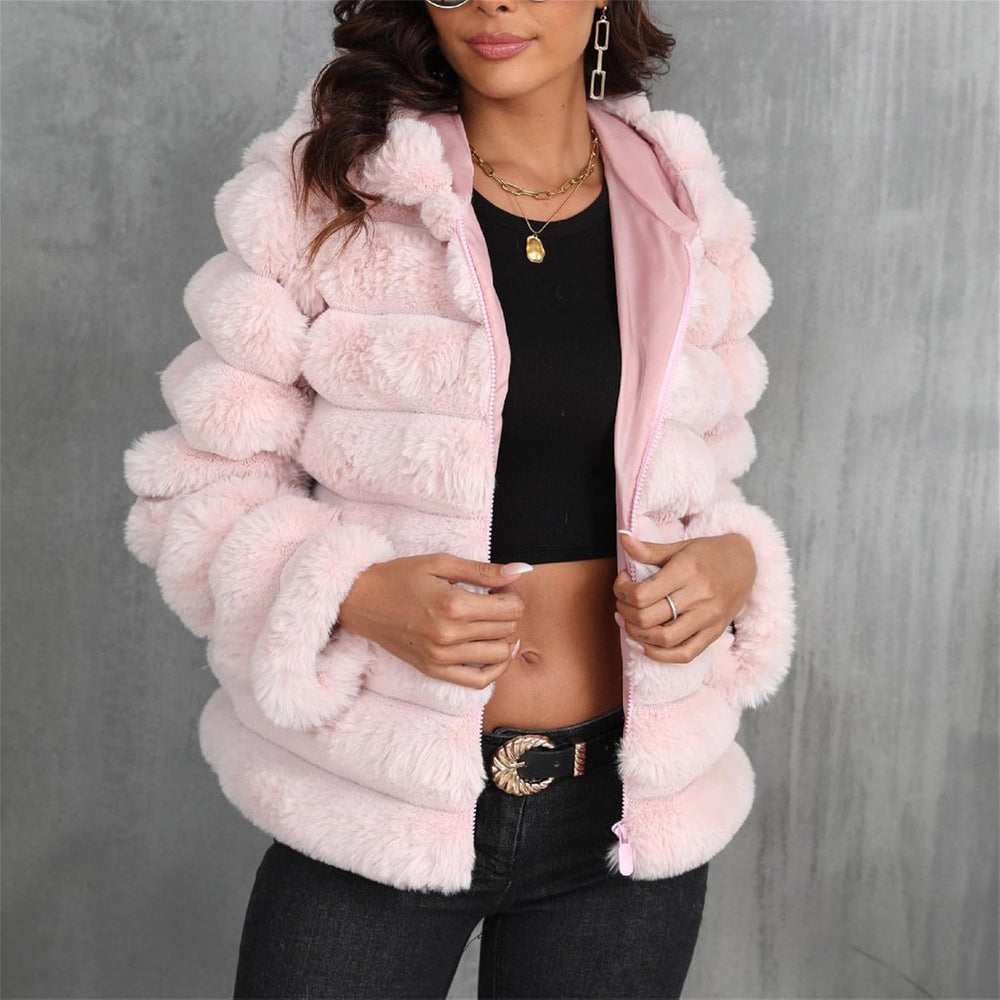 Randig mjuk jacka med huva