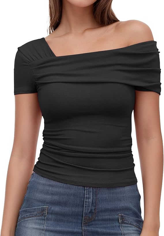 Off-the-shoulder asymmetrical top