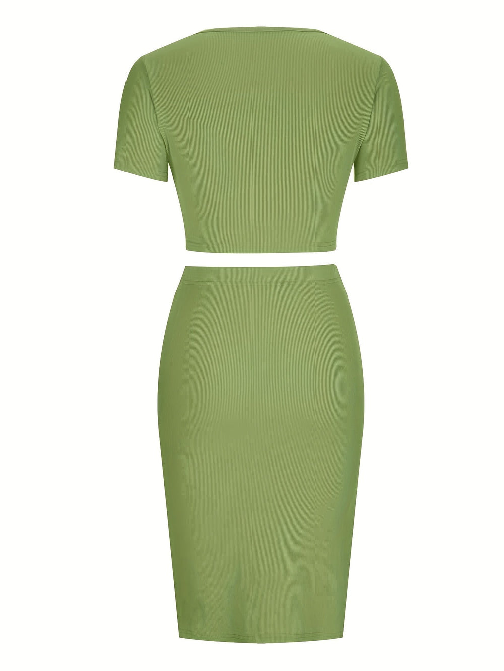 Crop top med fyrkantig halsringning och figurnära kjol