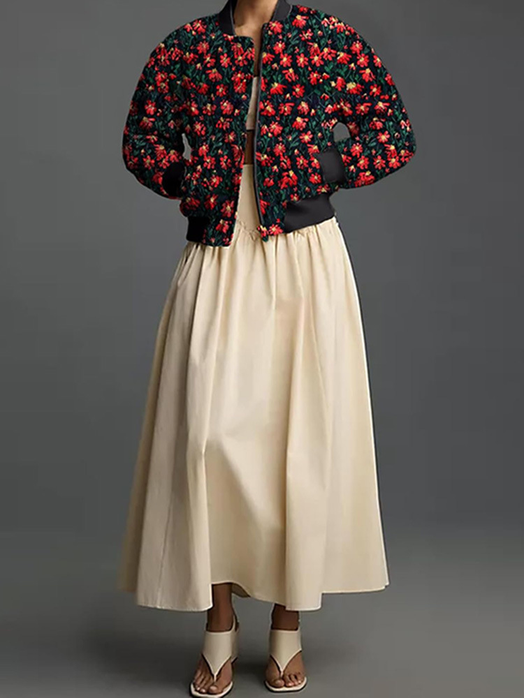 Ledig och mångsidig jacka med daisymönster