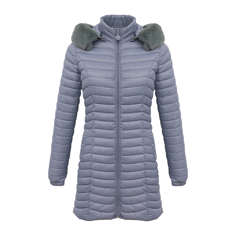 Lång jacka liniar quiltad bomull