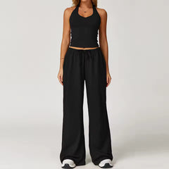 Halterneck top and wide leg pants set