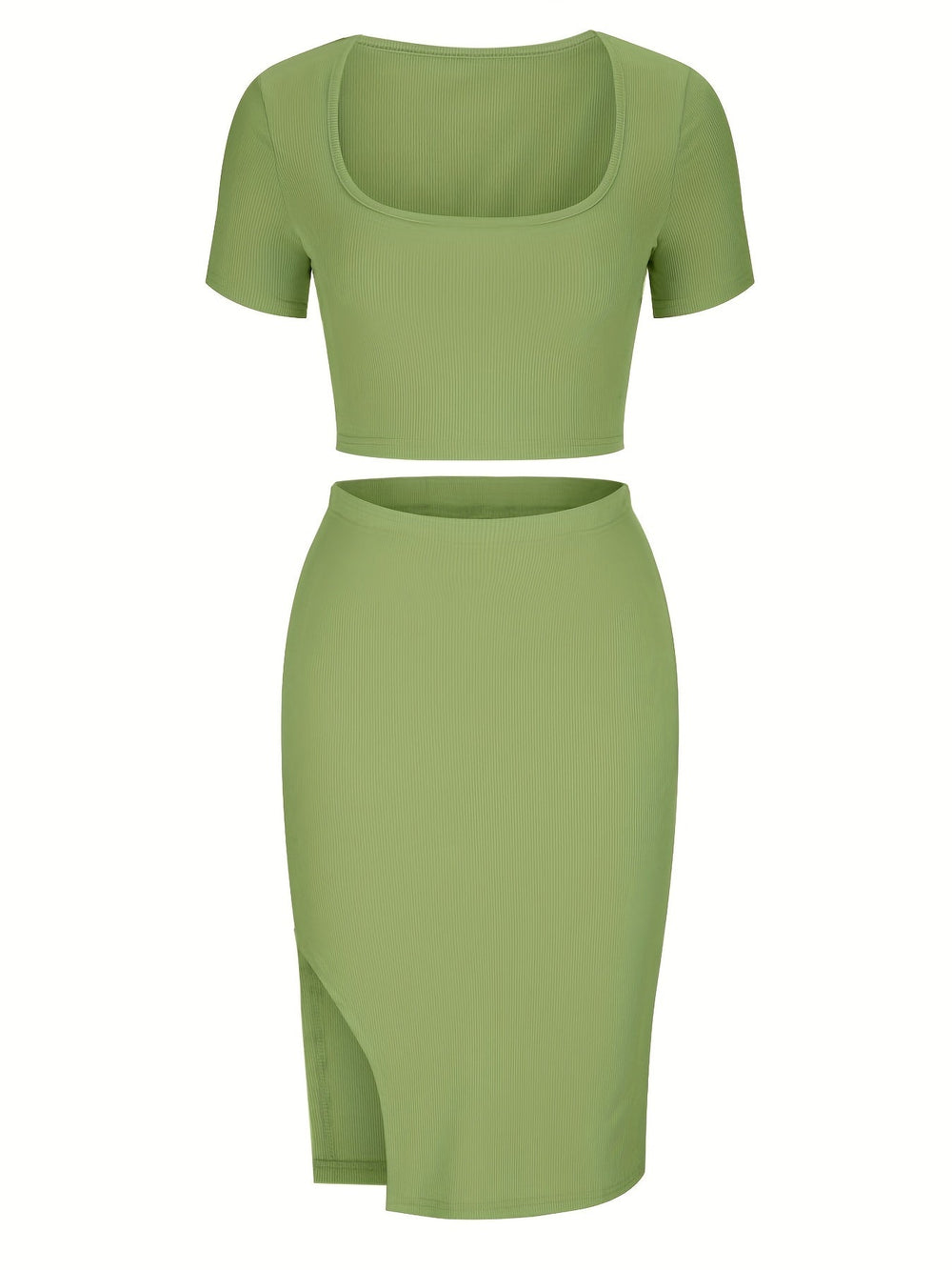 Crop top med fyrkantig halsringning och figurnära kjol