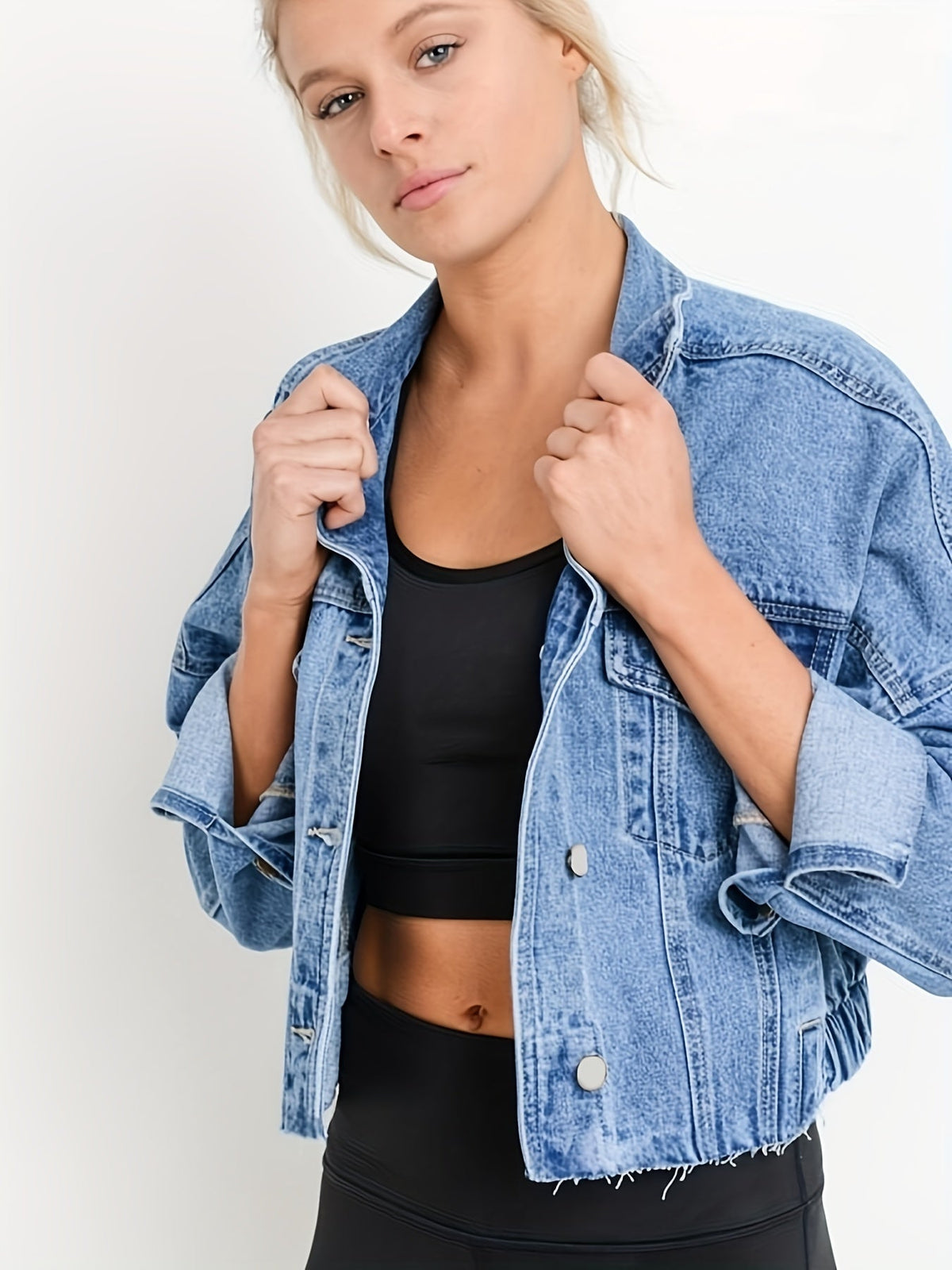 Blå jeansjackor med slag