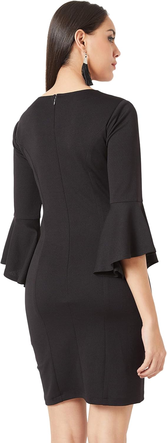 Elegant mini dress with ruffled sleeves